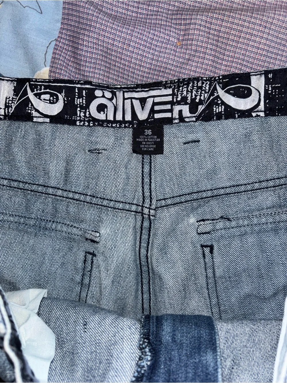 Vintage Alive Denim Cargo Pants Baggy Fit Multi Pocket Size 36 Y2K